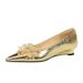 7200-H97 European And American Style Retro Metal Textured Floral Rhinestone Pointed Toe Shallow Wedge Slip-on Women's_vogvips.com