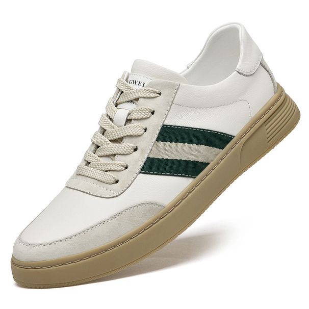 Large Size Men's Shoes Rubber Flat Bottom Men's Casual Shoes Lace-up Board Shoes White Shoes_vogvips.com