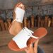Woven Fish-mouth Slippers For Women In A Solid Color Wearing One-line Beach Slippers_vogvips.com