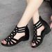 2025 New Leather Roman For Women Summer Soft Sole Rhinestone Mom Shoes Fashionable Outdoor Women's Sandals Wedge Heel_vogvips.com
