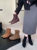 ShoeVault Inner Height Increase Suede Square Toe Short For Women 2024 Autumn Winter New Style Elegant Versatile Women's Wedge Heel_vogvips.com
