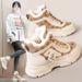 W2577 New 2024 Autumn Winter Korean Style Women's Color Block Fleece-Lined Mid-Cut Snow Boots Cotton Shoes Height_vogvips.com