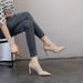 High-heeled 2025 Autumn New Style Pointed Toe Chunky Heel Women's Soft Leather Comfortable Mid-heel Professional Formal_vogvips.com