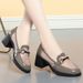 Popular Women's Loafers With Thick Chunky Square Heels, Breathable Leather, Soft Soles, Summer New Style, Ultra-soft_vogvips.com