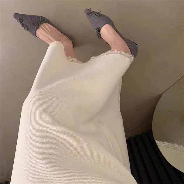French Pointed Single For Women In Autumn And Winter 2025 New Style Woolen Fabric Niche Bow Grandmother Scoop Shoes_vogvips.com