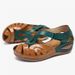 2026 Summer New European And American Foreign Trade Shoes Hollow-out Velcro Large Size Wedge Heel Cross-border_vogvips.com
