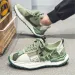 Men's Running New Mesh Breathable Clunky Shoes Fashionable Comfortable Casual Style Sports Thick Sole Trendy Grey Free_vogvips.com