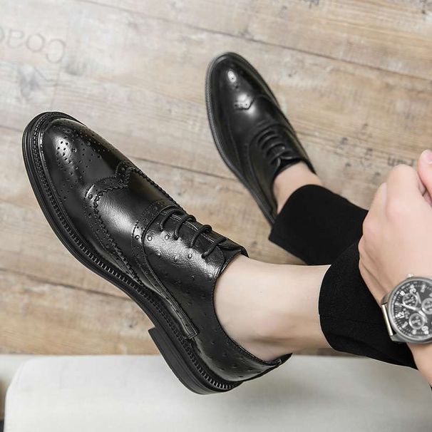 Euro Step New Leather Brogue British Style Suit High-end Oxford Casual Business Formal Men's Wedding Shoes_vogvips.com