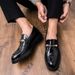 Pointed Business Casual Men, Shiny Hairstylists, Shoe Covers Four Seasons, Single Shoes, Thick Soles, Patterned Youth_vogvips.com