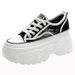 2026 Summer New Lace Mesh Breathable Round Toe Lace-up Platform Height-increasing Casual Shoes Women's Trend_vogvips.com