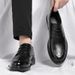 Men's Breathable Leather Low-top Casual Shoes With Hollow-out Design And Lace-up Comfort Style_vogvips.com