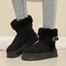 SHLIANG New Suede Buckle Decor Ankle Boots Women Winter Warm Thicken Plush Snow Boots Woman Thick Sole Non Slip Platform Cotton Boots X0059_vogvips.com