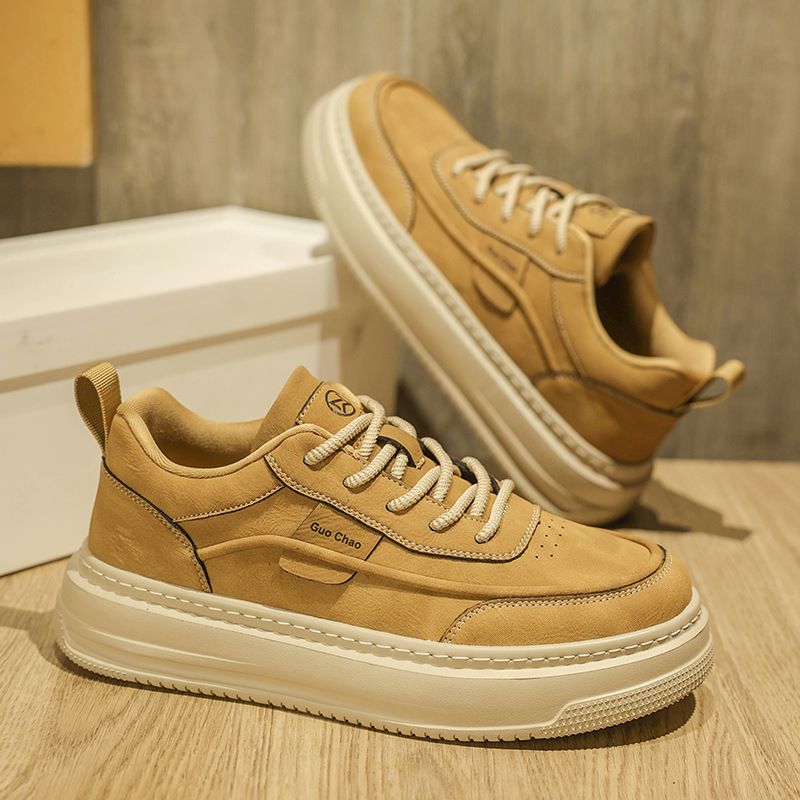 Men's Low-Top Sneakers Fashion Casual Breathable Lace-Up Shoes With PU Leather & EVA Cushion For Youth Daily Wear_vogvips.com