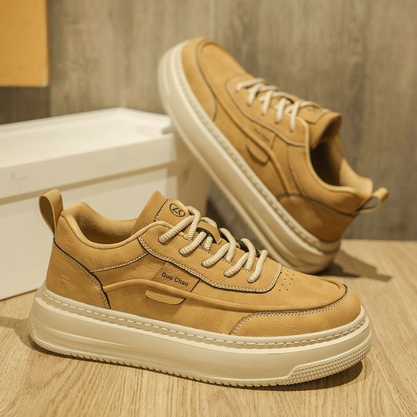 Men's Low-Top Sneakers Fashion Casual Breathable Lace-Up Shoes With PU Leather & EVA Cushion For Youth Daily Wear_vogvips.com