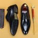 Breathable dress shoes lace-up large size wedding shoes men's carved Brogue leather men's business leather shoes wholesale_vogvips.com
