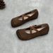 Artistic Forest Style Genuine Women's 2025 Spring Summer Handmade Square Toe Flat Cross Strap Mary Jane Soft Leather_vogvips.com