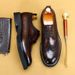 Round head Brock men's leather big head business casual shoes top layer cowhide leather shoes thick sole increase_vogvips.com