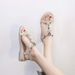 2025 New Summer Bohemian For Women, Wedge Heel With Rhinestones, Versatile Flat Beach Roman Sandals_vogvips.com