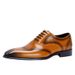 Square toe English Oxford shoes for men hand polished Brock Carved leather shoes_vogvips.com