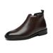 Men's Leather Pointed Single Chelsea Boots Men's High Top Leather Shoes Men's Boots Low Top_vogvips.com