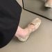 2025 New Spring Autumn Square Head Embroidered Women's Casual Flat Bottom Mary Jane With Skirt And Shallow Mouth Single_vogvips.com