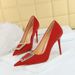 3265-K8 Korean Fashion Banquet Slim Heels Shallow Mouth Pointed Metal Water Diamond Buckle High Heel Single Shoes For_vogvips.com