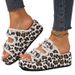2026 New Large Size Denim Slip-On Sandals With Buckle, Versatile Leopard Print Outdoor Thick-Soled Slippers_vogvips.com