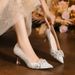 2026 Summer New Pointed-Toe High-Heeled Beaded Bridal Versatile Comfortable Crystal Elegant And Gorgeous Wedding Shoes_vogvips.com