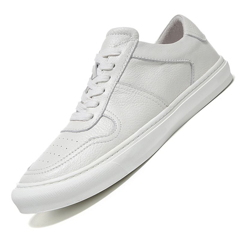 Large Size European Station Men's Shoes First Layer White Shoes Low Top Casual Board Shoes_vogvips.com