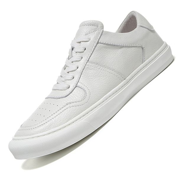 Large Size European Station Men's Shoes First Layer White Shoes Low Top Casual Board Shoes_vogvips.com