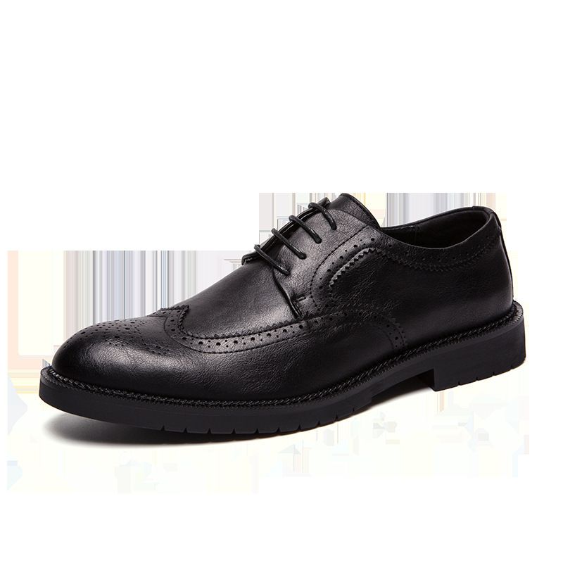 Suitable For All Seasons Men's Leather Large Size Spring New Low-top Lace-up Brogue Carved Casual Wedding Shoes_vogvips.com
