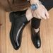 Euro Step Autumn Pointed Toe High Top Leather Shoes Men Casual Martin Short Zipper British Brogue Hidden Heel Boots_vogvips.com