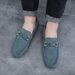 Spring 2025 New Lazy Soft Sole One Step Padded Doudou For Men's Driving Casual Leather Shoes_vogvips.com