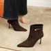 7922-6 European And American Style Sexy Fashion Pointed Toe Suede Thin Belt Buckle Side Zipper High Heel Short Boots For_vogvips.com