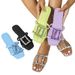 Beach Outdoor Leisure Rhinestones Square Buckle Square Head Women's Flat Sandals Slippers_vogvips.com