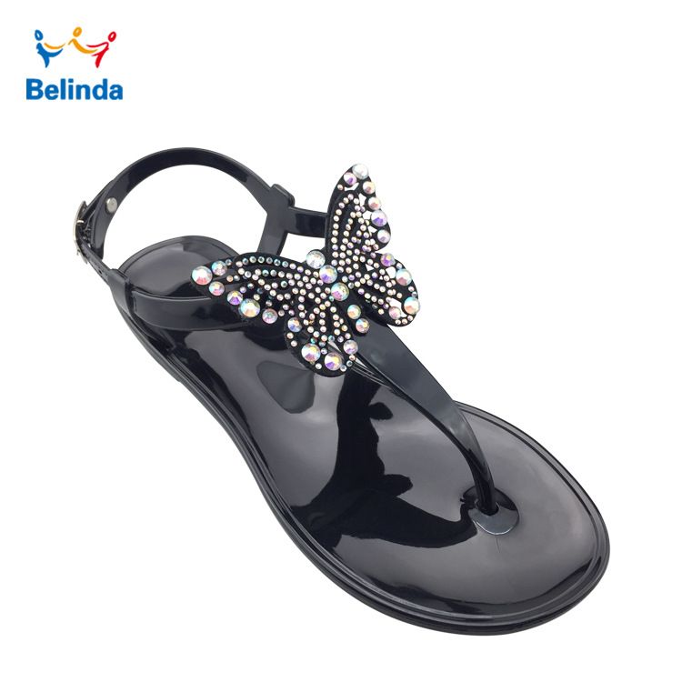 Cross-border Plus-size Butterfly Sandals, Summer Seaside Beach Shoes, High-end Flat Fairy-style Rhinestone Vacation_vogvips.com