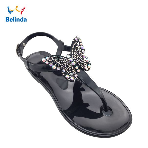 Cross-border Plus-size Butterfly Sandals, Summer Seaside Beach Shoes, High-end Flat Fairy-style Rhinestone Vacation_vogvips.com
