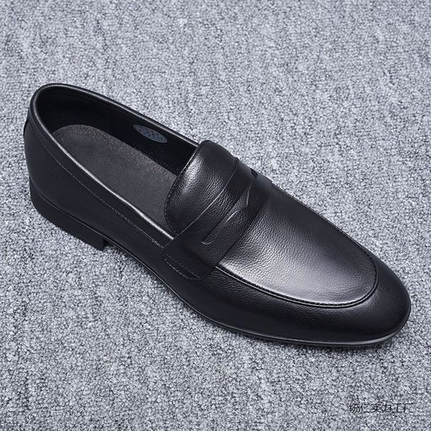 Euro Step Spring Summer New Versatile Loafers Slip-On Casual Fashion Men's Leather Breathable Dad Shoes_vogvips.com