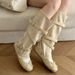 Stylish Detachable Two-way Wear Ballet With French Bow, Shallow-cut Single Shoes, Retro Wide-calf Slimming Stacked Boots_vogvips.com