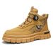 European Warm Series Leather Patchwork Fashion No-Tie Rotating Button Martin British Style Workwear Sports Casual Versatile Men's Boots_vogvips.com