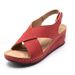 Large Shoes, Summer Women's Wedge Heel Breathable Velcro Thick Soled Hollow Sandals, Large Size_vogvips.com