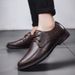 Round Head First Layer Men's Leather Splicing Leather Shoes Lace-up Low State Men's Formal Single Shoes_vogvips.com