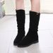Autumn Winter Short Long Heel Hidden Wedge Flat Sole Suede Mid-Calf Women's Boots_vogvips.com