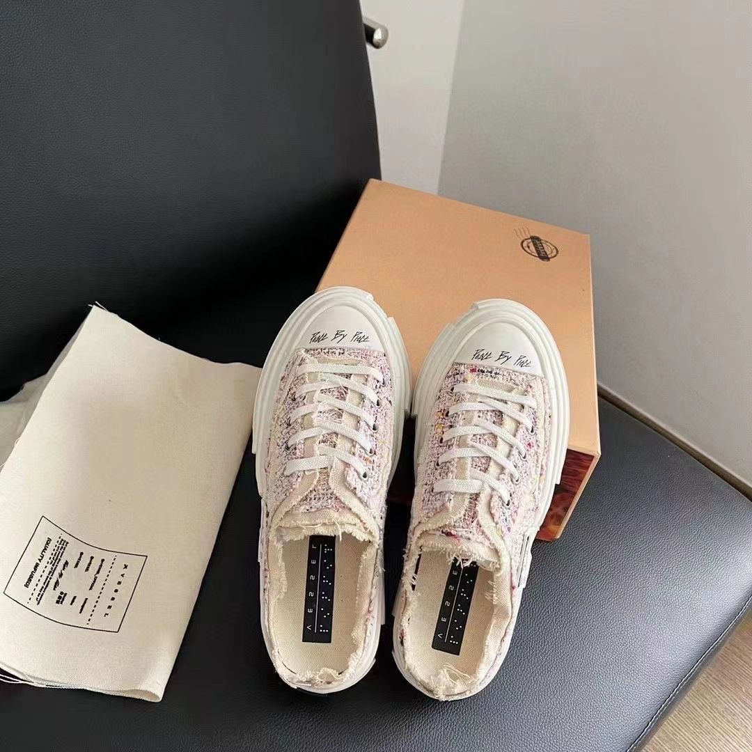 Women's Canvas Shoes New Color-changing Beggar Shoes Thick Sole Increased Vulcanized Half Drag Women_vogvips.com