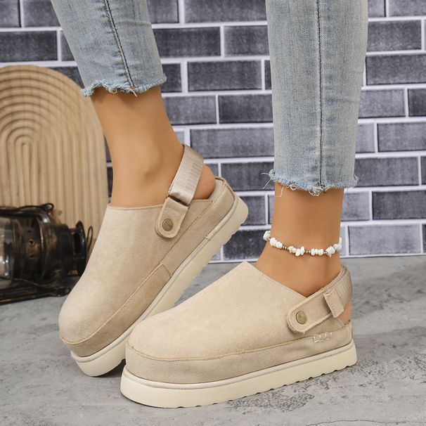 Women's Shoes Slippers For Women Fashion Versatile Cowhide Thick Bottom Velcro Closed Toe Slippers_vogvips.com