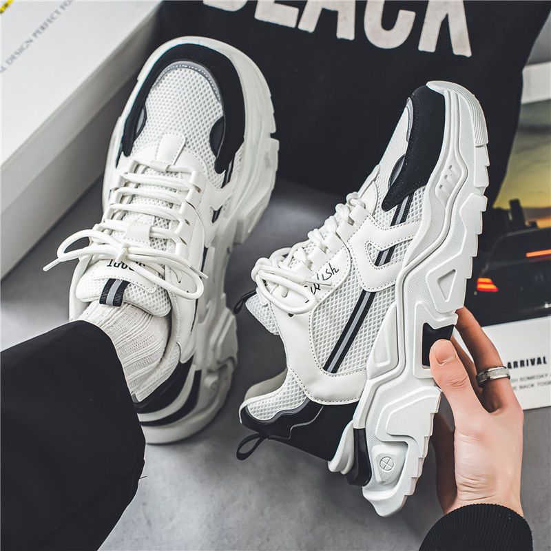 Men's Shoes Summer Breathable New Style Trend All-match Youth Sports Leisure Thick Bottom Heightening Little White Dad Shoes_vogvips.com