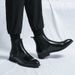 European Warm Series Red Sole Pointed Toe Men's Martin British Style High Shoes Mid Top Short Black Leather Boots_vogvips.com