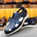 Men's Shoes Large Size Cowhide Retro Men's Sandals With Closed Toe Flat Bottom Hollow Hole Shoes_vogvips.com