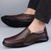 Driving Casual Men's Shoes Grandpa Dad Leather Shoes Beanie Shoes Soft-soled Loafers_vogvips.com