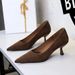 7098-1 Classic European And American Style Pointed Toe High Heels For Women, Shallow Mouth Versatile Suede Comfortable_vogvips.com